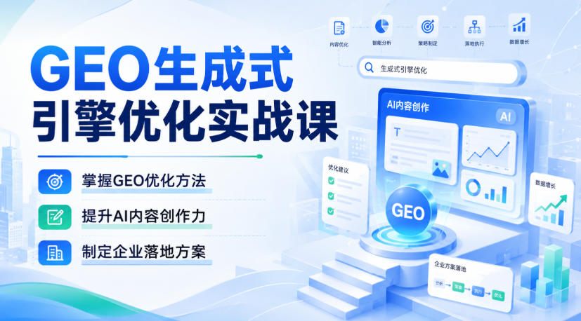 GEO生成式引擎优化实战课，掌握GEO优化方法，提升AI内容创作力，制定企业落地方案-来聚吧