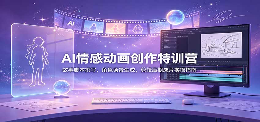 AI情感动画创作特训营：故事脚本撰写，角色场景生成，剪辑后期成片实操指南-来聚吧