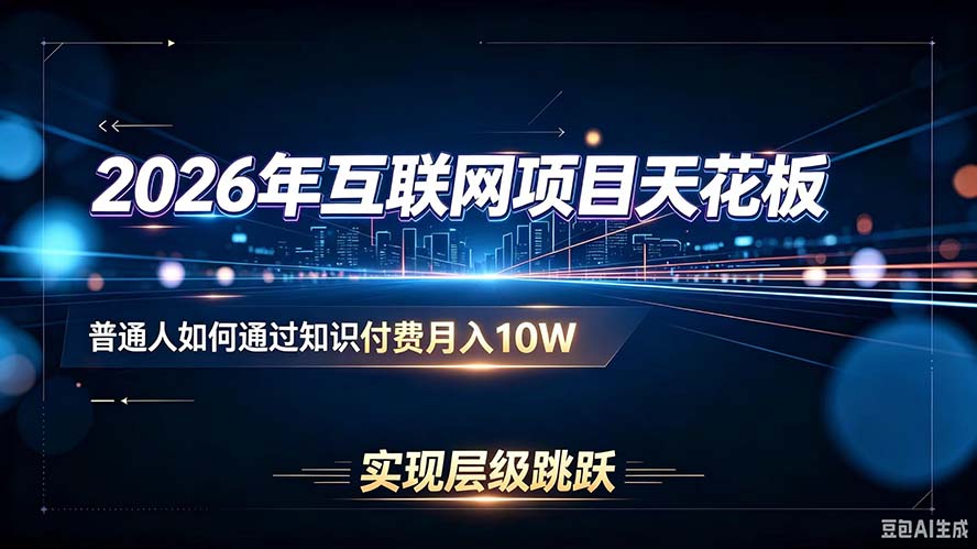 2026年互联网项目天花板:普通人如何通过知识付费月入10W,实现层级跳跃-来聚吧