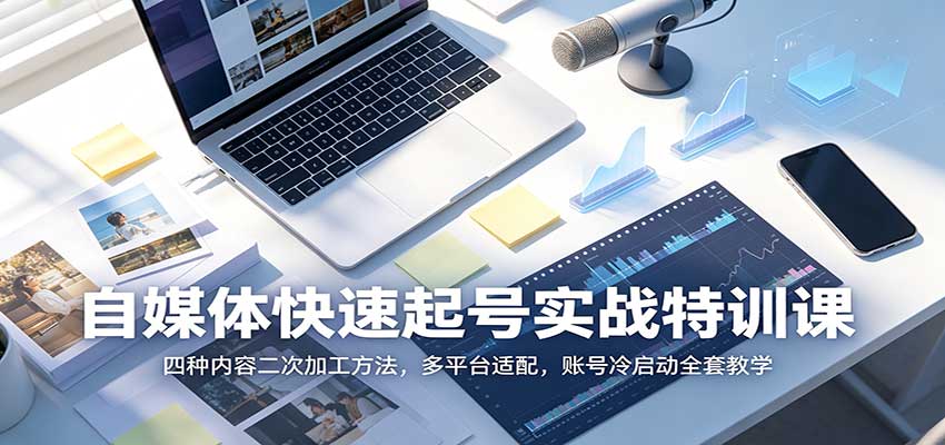 自媒体快速起号实战特训课:四种内容二次加工方法,多平台适配,账号冷启动全套教学-来聚吧