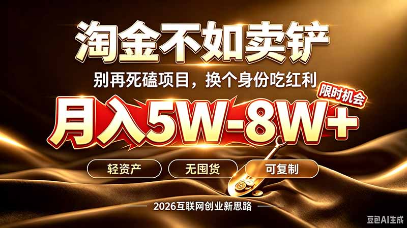 别再傻乎乎埋头跑项目!互联网真正赚钱逻辑:做卖铲人,拒绝当韭菜,逆风翻盘月入5-8W+-来聚吧