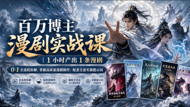 百万博主漫剧实战课|1小时产出1条漫剧,0‑1全流程拆解,掌握高质量漫剧制作,配套全套实操提示词-来聚吧