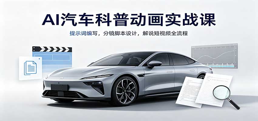 AI汽车科普动画实战课:提示词编写,分镜脚本设计,解说短视频全流程-来聚吧