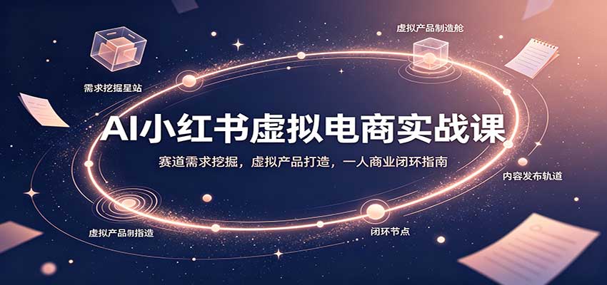AI小红书虚拟电商实战课:赛道需求挖掘,虚拟产品打造,一人商业闭环指南-来聚吧