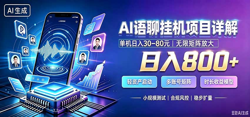 AI语聊挂机,日入800+,适用个人副业,工作室矩阵操作-来聚吧