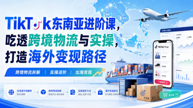TikTok东南亚进阶课，吃透跨境物流与实操，打造海外变现路径-来聚吧