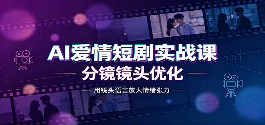 AI爱情短剧实战课:故事剧本创作,分镜镜头优化,智能体提示词-来聚吧