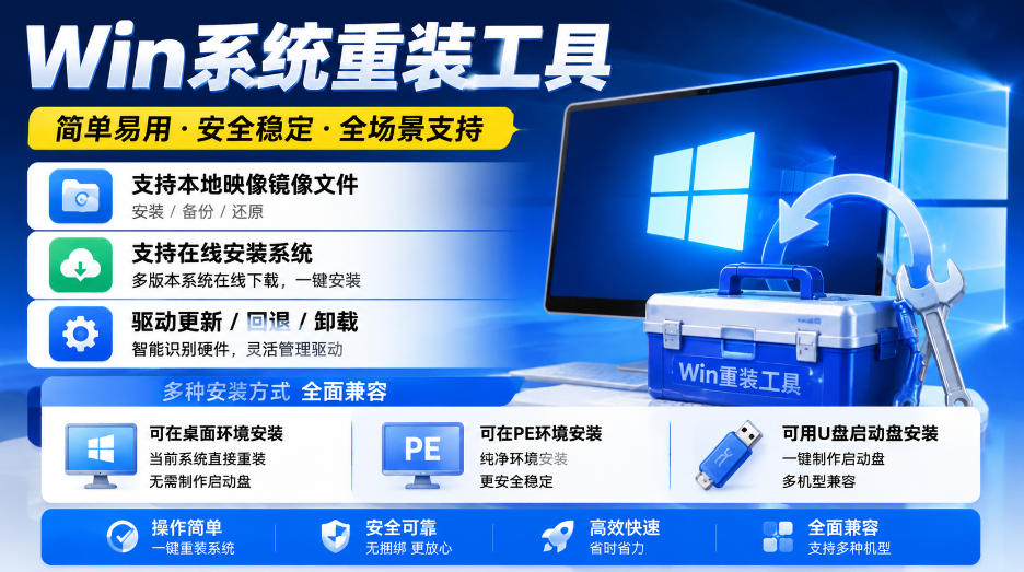Win系统重装工具,支持本地映像镜像文件安装备份,简单易用-安全稳定-全场景支持-来聚吧