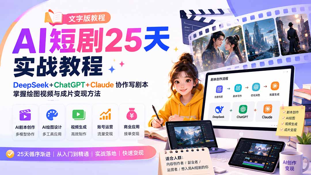 AI短剧25天实战教程(文字版教程-来聚吧