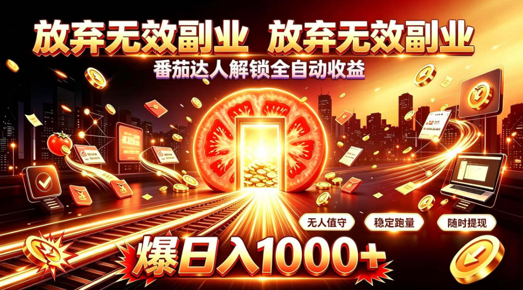 放弃无效副业,番茄达人解锁全自动收益,日入1k+,门槛最低的线上轻资产项目【揭秘】-来聚吧