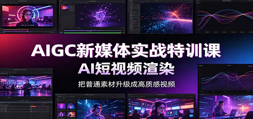 AIGC新媒体实战特训课：工具入门实操，AI短视频渲染，数字人商业视频制作-来聚吧