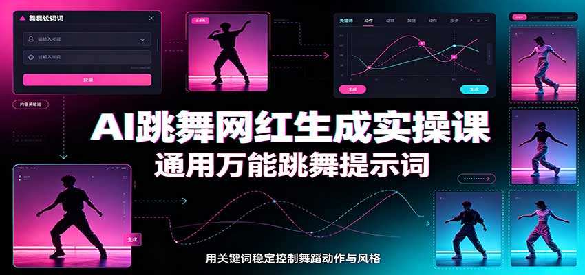 AI跳舞网红生成实操课：通用万能跳舞提示词，多模型适配，人物舞蹈视频制作全套教学-来聚吧