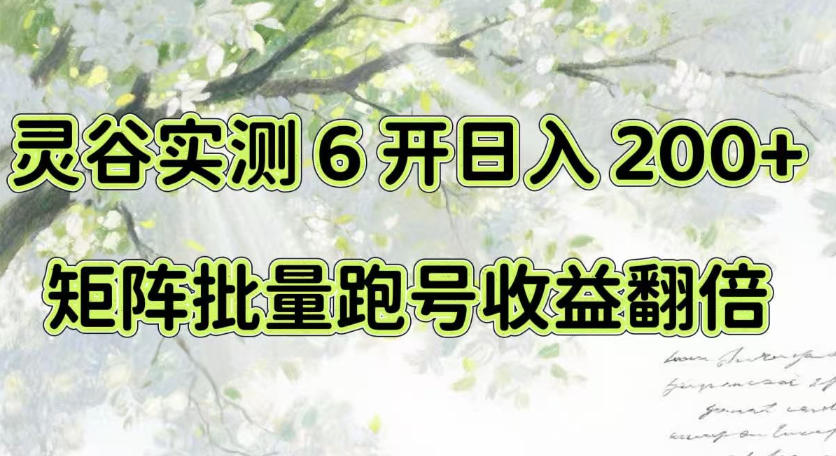 一台电脑就能做!灵谷实测6开日入200+,矩阵批量跑号收益翻倍【揭秘】-来聚吧