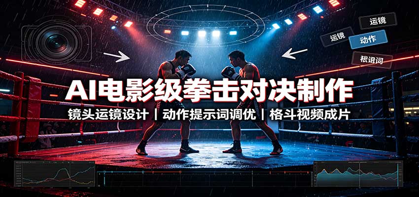 AI电影级拳击对决制作：镜头运镜设计，动作提示词调优，格斗视频成片-来聚吧