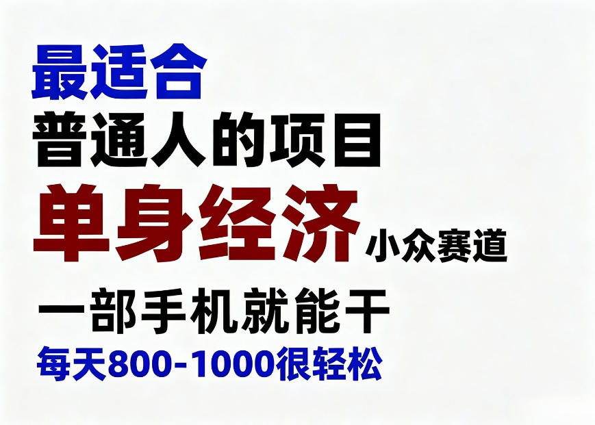身经济小众赛道,一部手机就能干,每天搞个800-1000很轻松,最适合普通人的项目【揭秘】-来聚吧
