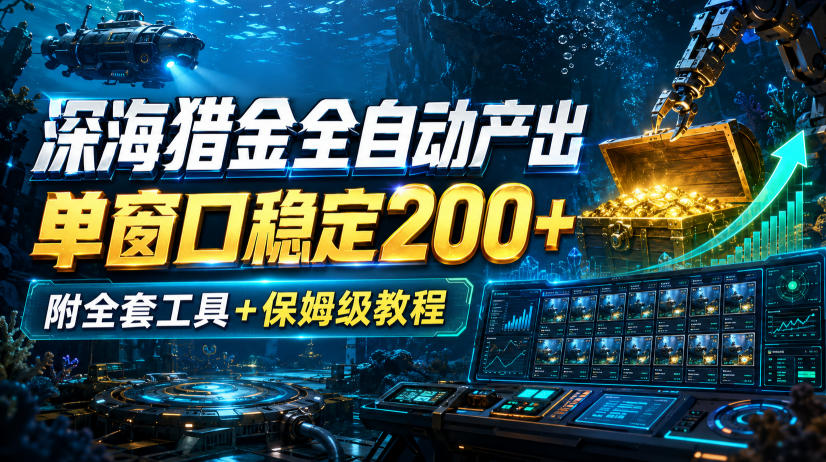 深海猎金全自动产出,单窗口稳定200+,附全套工具+保姆级教程【揭秘】-来聚吧