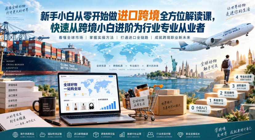新手小白从零开始做进口跨境全方位解读课，快速从跨境小白进阶为行业专业从业者-来聚吧