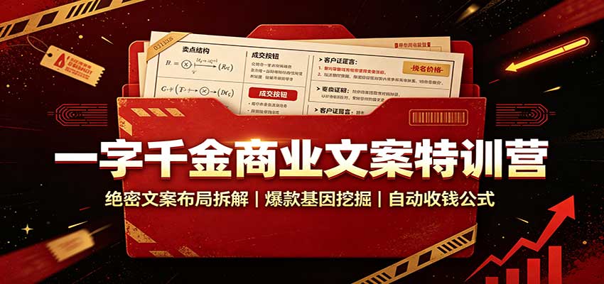 一字千金商业文案特训营：绝密文案布局拆解，爆款基因挖掘，自动收钱公式-来聚吧