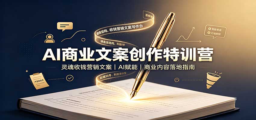 AI商业文案创作特训营：灵魂收钱营销文案，AI赋能，商业内容落地指南-来聚吧