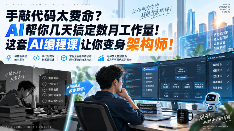 手敲代码太费命?AI帮你几天搞定数月工作量!这套AI编程课让你变身架构师!【原创双语字幕】-来聚吧