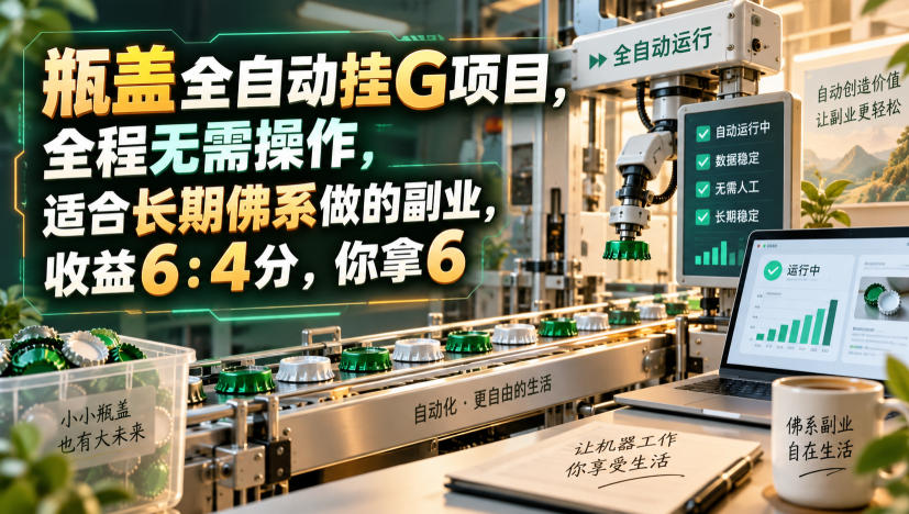 瓶盖全自动挂G项目,全程无需操作,适合长期佛系做的副业,收益6:4分,你拿6【揭秘】-来聚吧