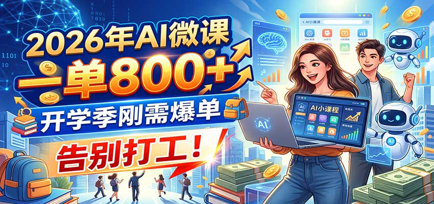 2026年AI微课，一单800+，开学季刚需爆单，告别打工！-来聚吧
