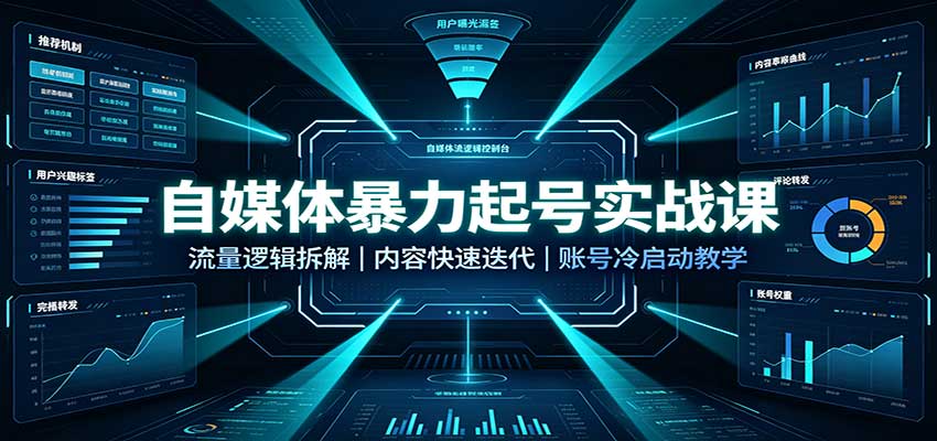 自媒体暴力起号实战课：流量逻辑拆解，内容快速迭代，账号冷启动教学-来聚吧