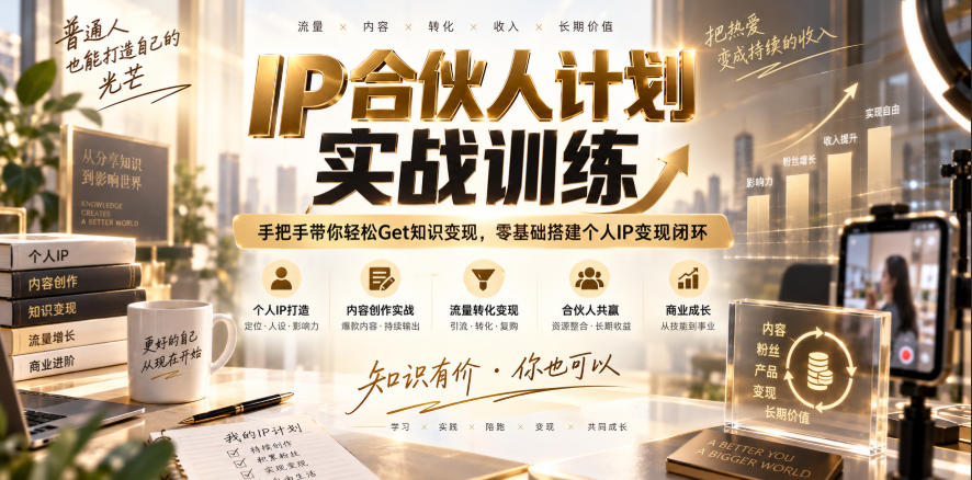 IP合伙人计划实战训练,手把手带你轻松Get知识变现,零基础搭建个人IP变现闭环(更新260908)-来聚吧
