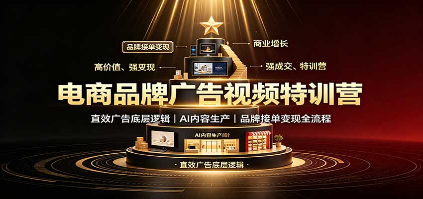 电商品牌广告视频特训:直效广告底层逻辑,AI内容生产,品牌接单变现全流程-来聚吧