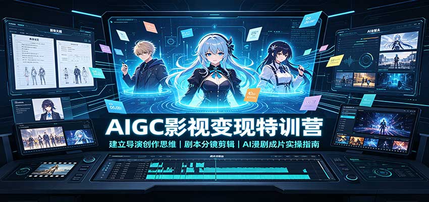 AIGC影视变现特训营:建立导演创作思维,剧本分镜剪辑,AI漫剧成片实操指南-来聚吧