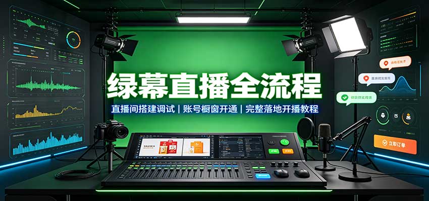 绿幕直播全流程:直播间搭建调试,账号橱窗开通,完整落地开播教程-来聚吧