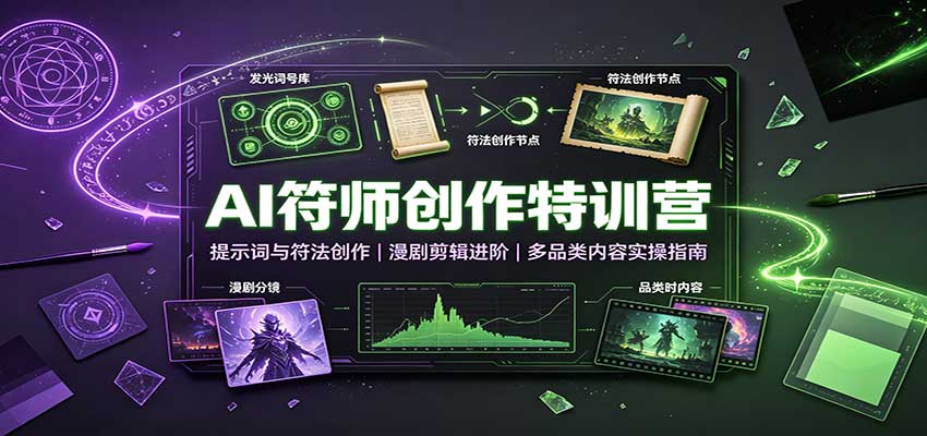 AI符师创作特训营:提示词与符法创作,漫剧剪辑进阶,多品类内容实操指南-来聚吧