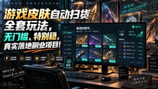 游戏皮肤自动扫货全套玩法,无门槛、特别稳,真实落地副业项目!【揭秘】-来聚吧