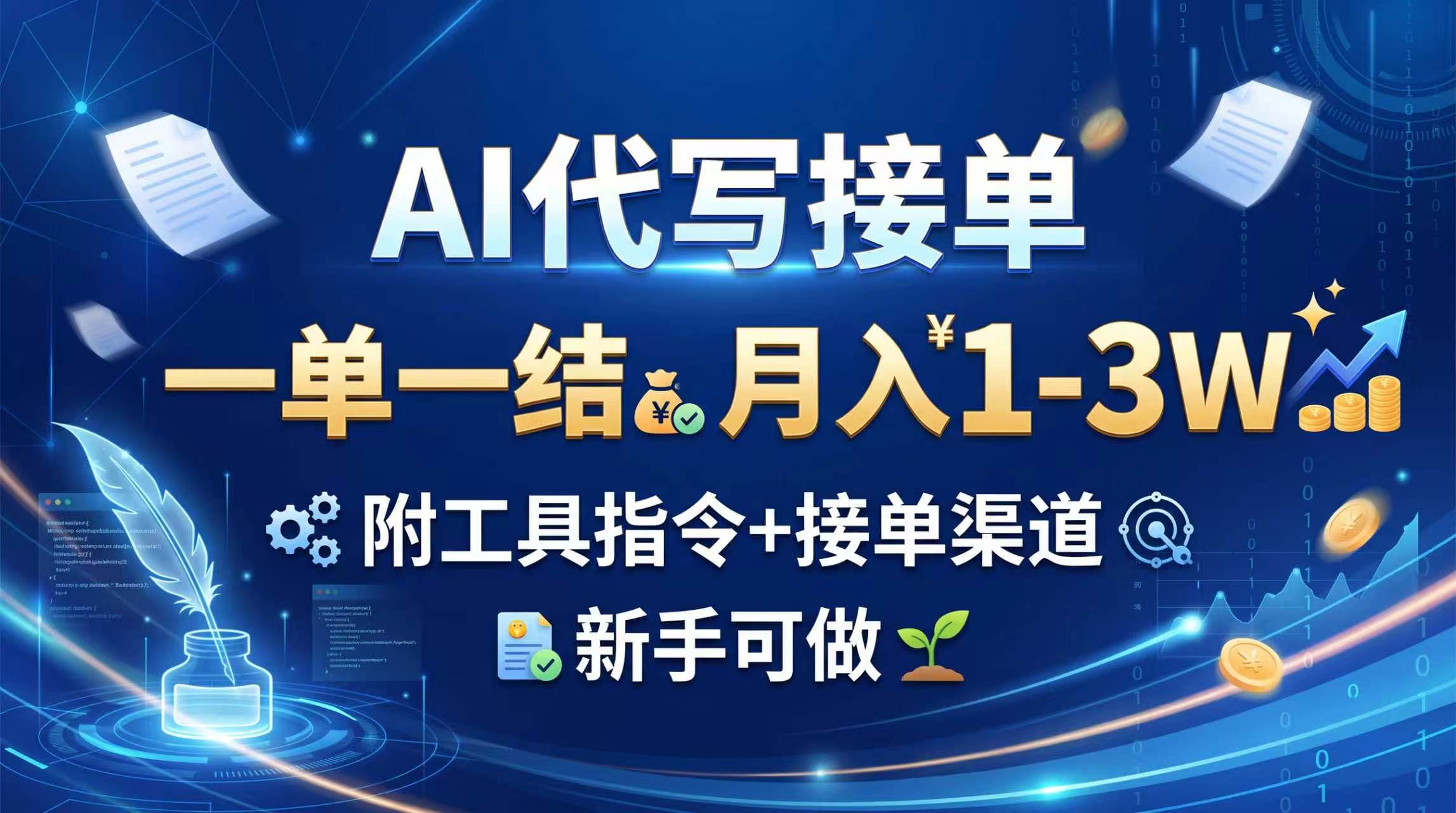 AI代写接单,一单一结,月入1-3W,附工具指令+接单渠道,新手可做-来聚吧