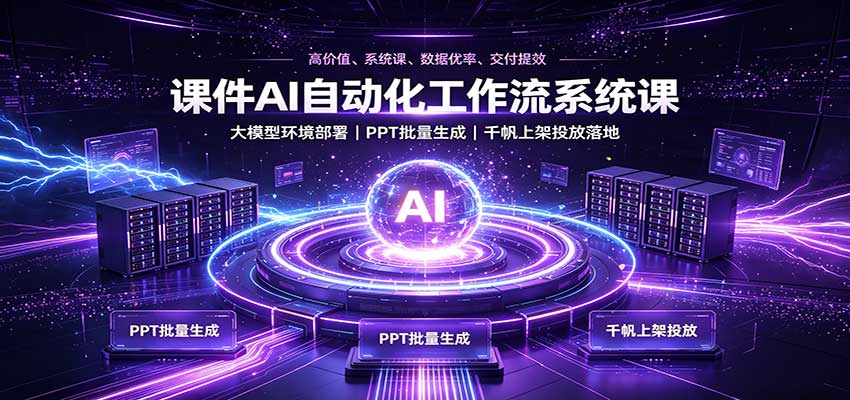 课件AI自动化工作流系统课:大模型环境部署,PPT批量生成,千帆上架投放落地-来聚吧