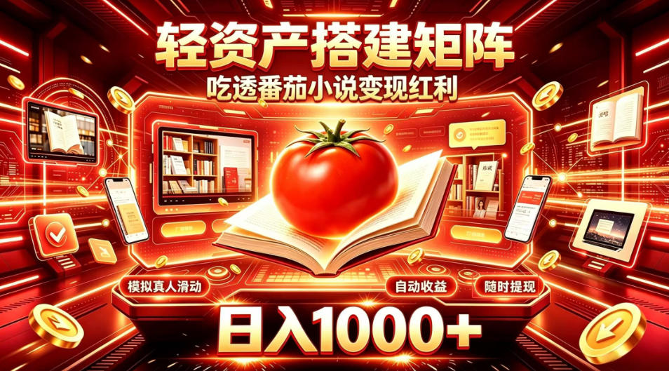 轻资产搭建矩阵,吃透番茄小说变现红利,日入1000+,支持无限矩阵放大【揭秘】-来聚吧
