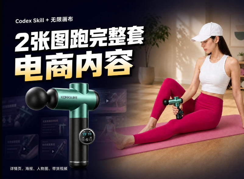 Codex+Skill+无限画布：两张图跑出一整套电商内容-来聚吧