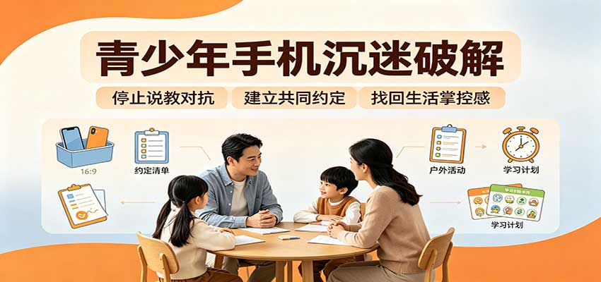 青少年手机沉迷破解:跳出管控说教思维,六步法引导孩子夺回注意力掌控权-来聚吧