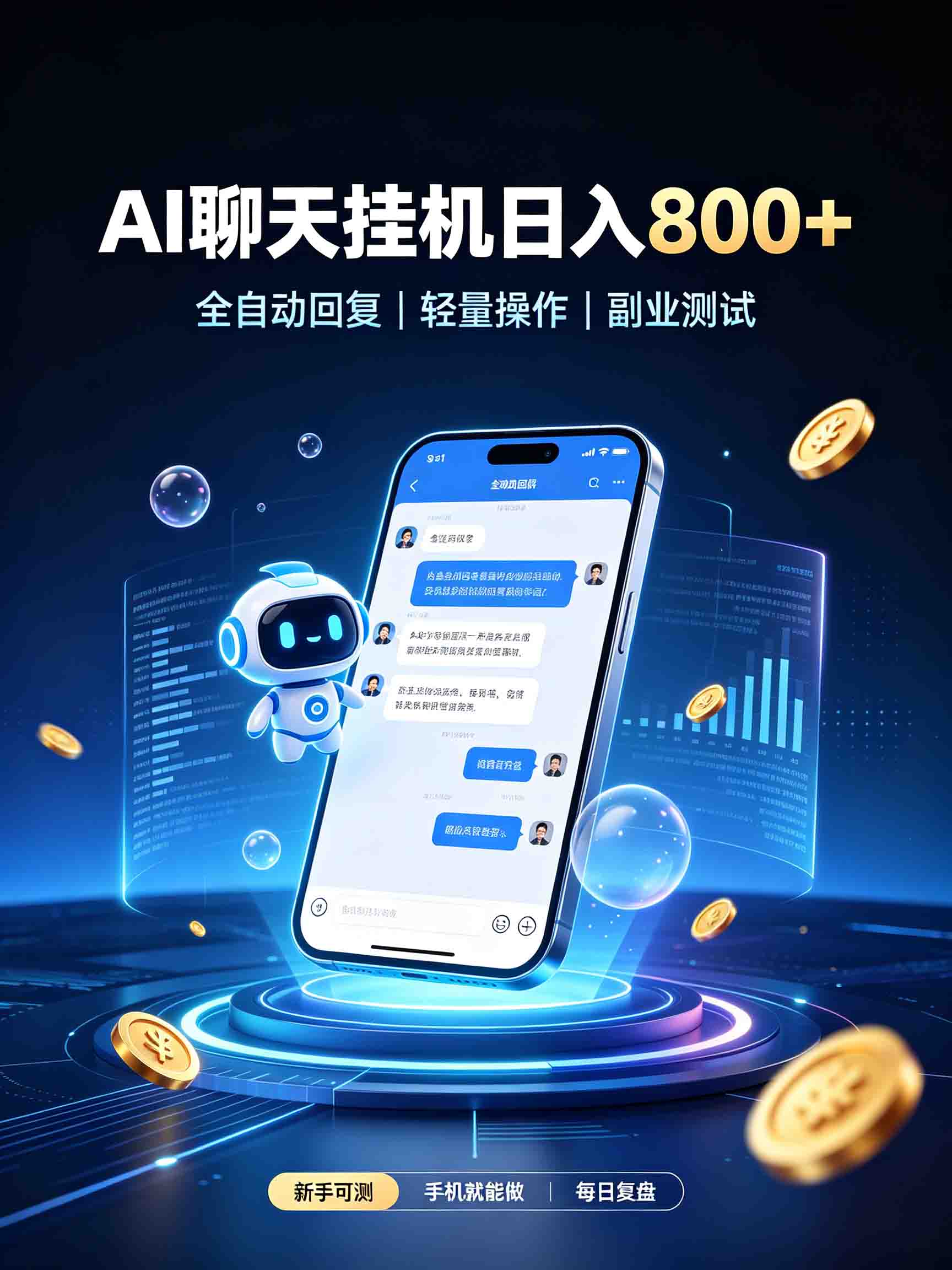 AI聊天挂机,日入800+,适用个人副业,工作室矩阵操作-来聚吧