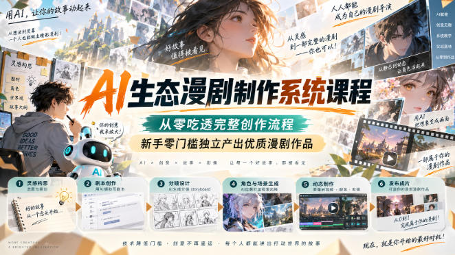 AI生态漫剧制作系统课程,从零吃透完整创作流程,新手零门槛独立产出优质漫剧作品-来聚吧
