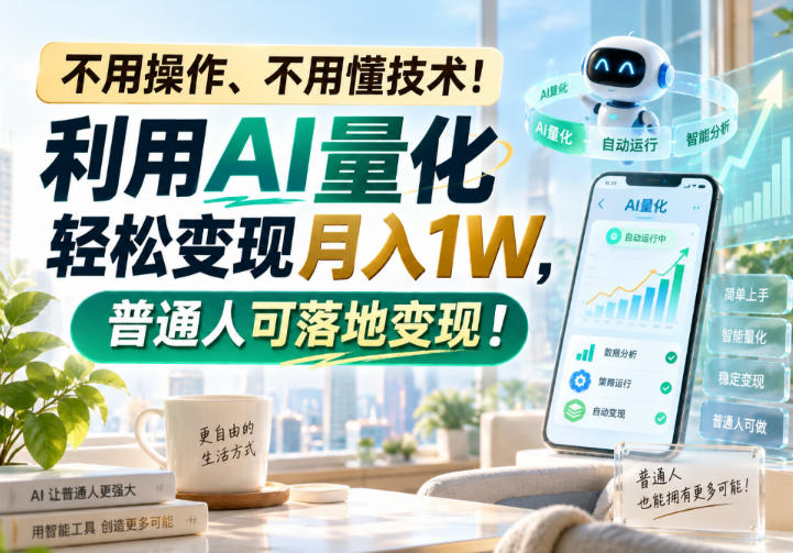 不用操作、不用懂技术！利用AI量化轻松变现月入1W，普通人可落地变现！【揭秘】-来聚吧