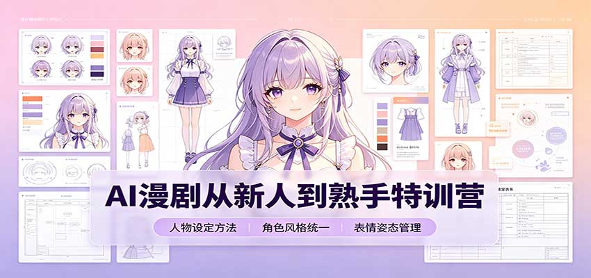 AI漫剧从新人到熟手特训营:剧本分镜创作,提示词模板,人物设定与工具资源-来聚吧