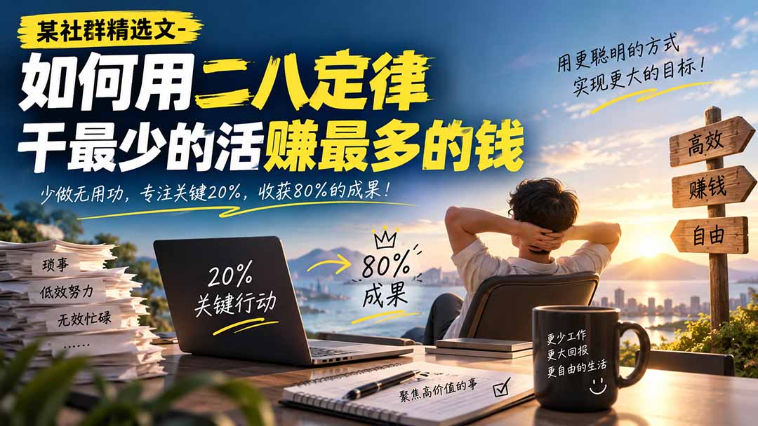 某社群精选文-如何用二八定律干最少的活赚最多的钱-来聚吧