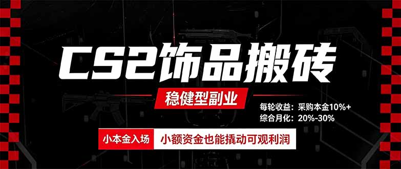 CS2饰品搬砖,每轮收益为采购本金的10%+,综合月化为20-30%,稳健型副业-来聚吧