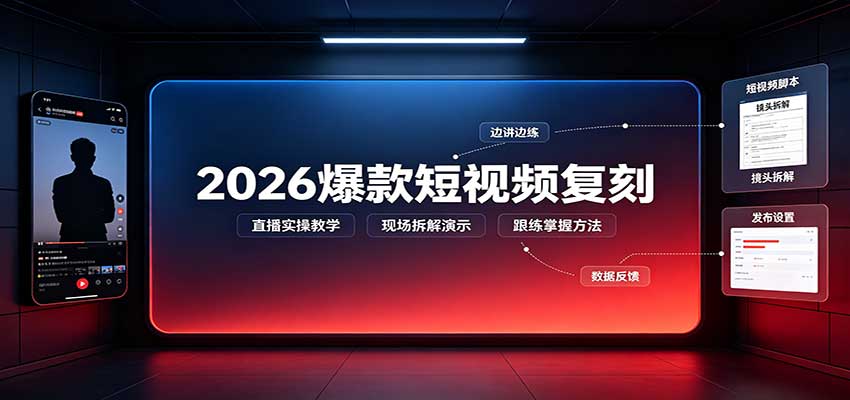2026爆款短视频复刻:直播实操教学,配套文字文档掌握全流程-来聚吧