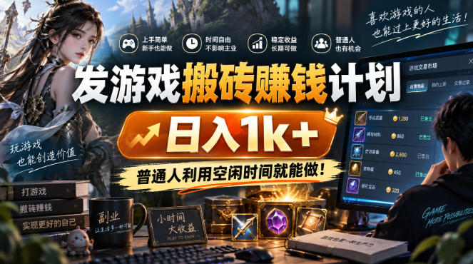 发游戏搬砖賺钱计划,日入1k+,普通人利用空闲时间就能做!【揭秘】-来聚吧