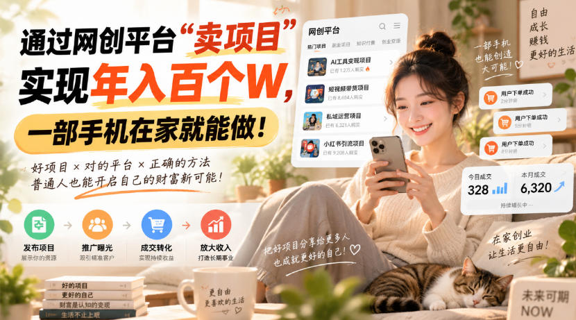 靠卖网创项目变现,一年拿下百万收益!一台手机就能操作!-来聚吧