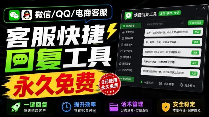微信/QQ/电商客服快捷回复工具,支持多平台话术库与一键发送,永久免费,使用简单!易歪歪-来聚吧