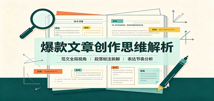 爆款文章创作思维解析:全局视角拆解范文,梳理行文逻辑,搭配真实拆文实操案例-来聚吧