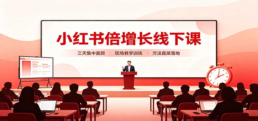 小红书倍增长线下课:三天集中面授,拆解选品、素材制作与起号全链路-来聚吧